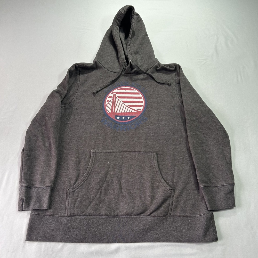 Golden State Warriors Sweatshirt Mens XL Gray Hoodie‎ NBA USA Flag Logo Adult